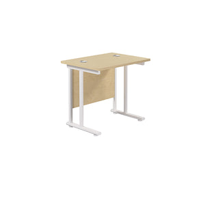 Jemini Rectangular Cantilever Desk 800x600x730mm Maple/White KF806189