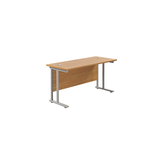 Jemini Rectangular Cantilever Desk 1200x600x730mm Nova Oak/Silver KF806226