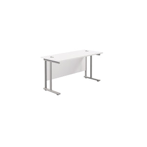 Jemini Rectangular Cantilever Desk 1200x600x730mm White/Silver KF806233