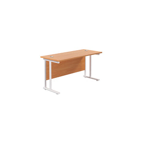 Jemini Rectangular Cantilever Desk 1400x600x730mm Beech/White KF806387