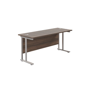 Jemini Rectangular Cantilever Desk 1800x600x730mm Dark Walnut/Silver KF806615