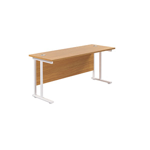 Jemini Rectangular Cantilever Desk 1800x600x730mm Nova Oak/White KF806646