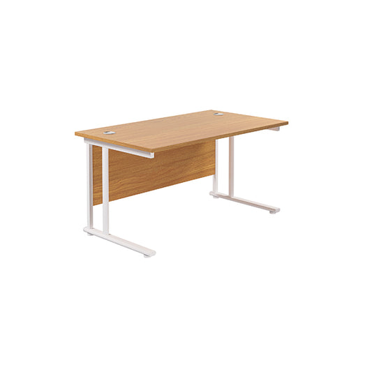 Jemini Rectangular Cantilever Desk 1200x800x730mm Nova Oak/White KF806882