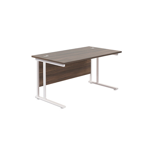 Jemini Rectangular Cantilever Desk 1200x800x730mm Dark Walnut/White KF806912
