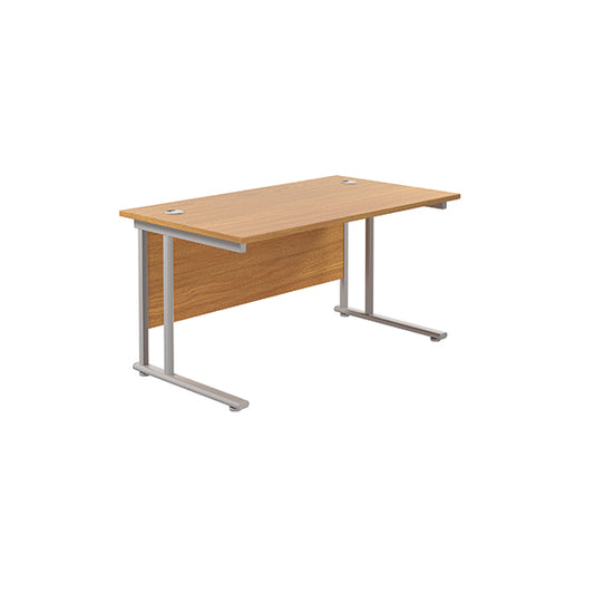 Jemini Rectangular Cantilever Desk 1400x800x730mm Nova Oak/Silver KF806943
