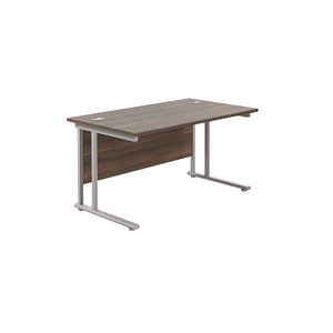 Jemini Rectangular Cantilever Desk 1400x800 Dark Walnut/Silver KF806974