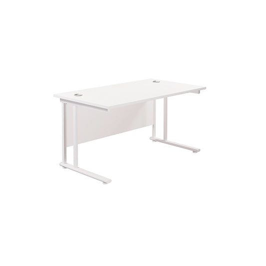 Jemini Rectangular Cantilever Desk 1400x800x730mm White/White KF807018
