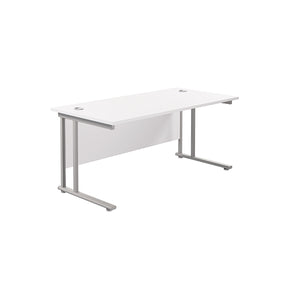 Jemini Rectangular Cantilever Desk 1600x800x730mm White/Silver KF807070
