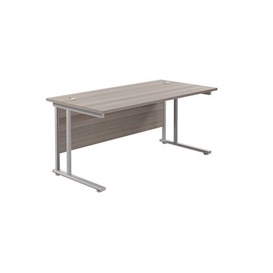 Jemini Rectangular Cantilever Desk 1800x800x730mm Grey Oak/Silver KF807179