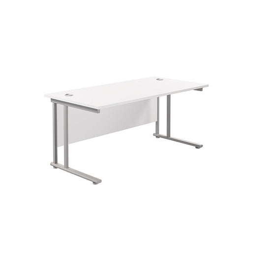 Jemini Rectangular Cantilever Desk 1800x800x730mm White/Silver KF807193