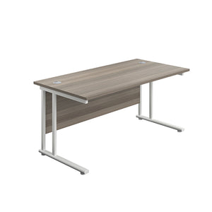 Jemini Rectangular Cantilever Desk 1800x800x730mm Grey Oak/White KF807230
