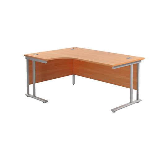Jemini Radial Left Hand Cantilever Desk 1600x1200x730mm Beech/Silver KF807520