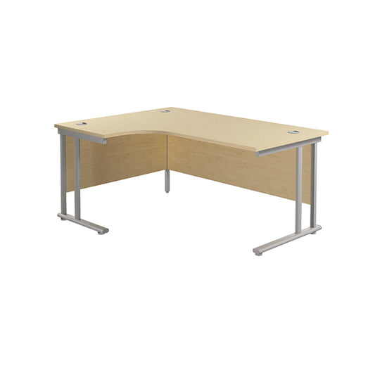 Jemini Radial Left Hand Cantilever Desk 1600x1200x730mm Maple/Silver KF807568