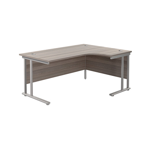 Jemini Radial Right Hand Cantilever Desk 1600x1200x730mm Grey Oak/Silver KF807599
