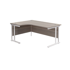 Jemini Radial Left Hand Cantilever Desk 1600x1200x730mm Grey Oak/White KF807650