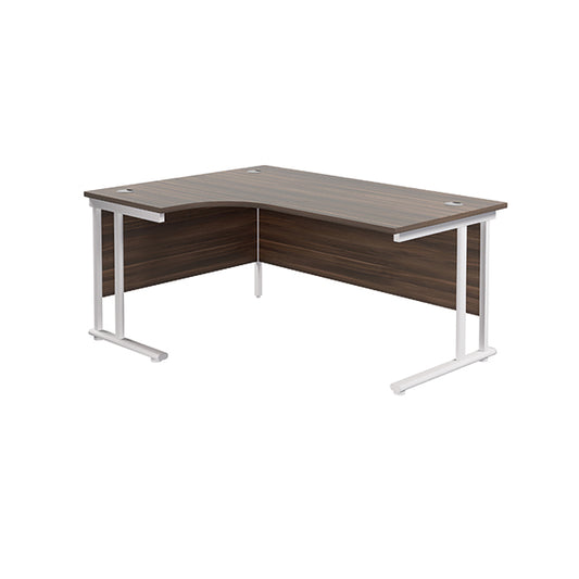 Jemini Radial Left Hand Cantilever Desk 1600x1200x730mm Dark Walnut/White KF807698