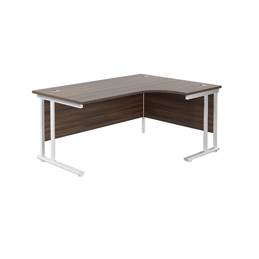 Jemini Radial Right Hand Cantilever Desk 1600x1200x730mm Dark Walnut/White KF807759
