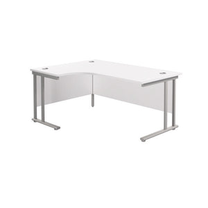 Jemini Radial Left Hand Cantilever Desk 1800x1200x730mm White/Silver KF807797