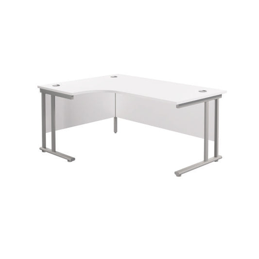 Jemini Radial Left Hand Cantilever Desk 1800x1200x730mm White/Silver KF807797