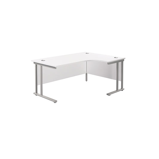 Jemini Radial Right Hand Cantilever Desk 1800x1200x730mm White/Silver KF807858