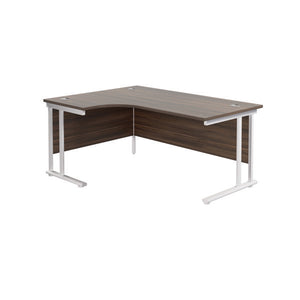 Jemini Radial Left Hand Cantilever Desk 1800x1200x730mm Dark Walnut/White KF807933