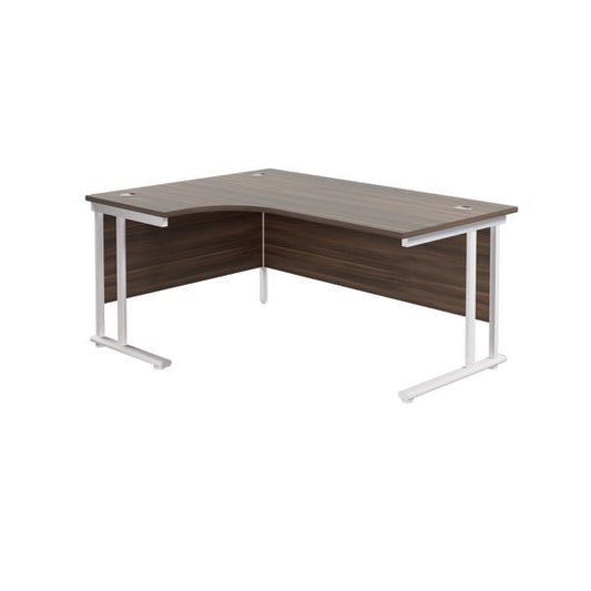 Jemini Radial Left Hand Cantilever Desk 1800x1200x730mm Dark Walnut/White KF807933