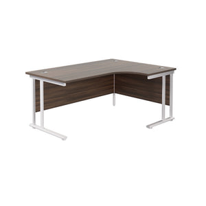 Jemini Radial Right Hand Cantilever Desk 1800x1200x730mm Dark Walnut/White KF807995