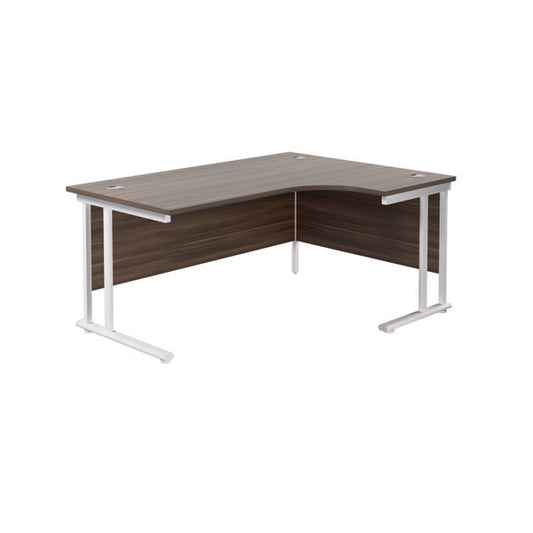 Jemini Radial Right Hand Cantilever Desk 1800x1200x730mm Dark Walnut/White KF807995