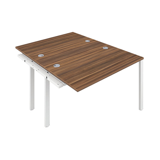 Jemini 2 Person Extension Bench Desk 1200x1600x730mm Dark Walnut/White KF808657