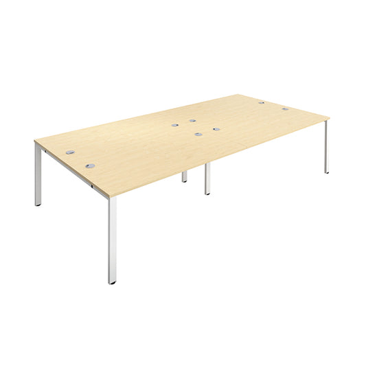 Jemini 4 Person Bench Desk 2400x1600x730mm Maple/White KF808763