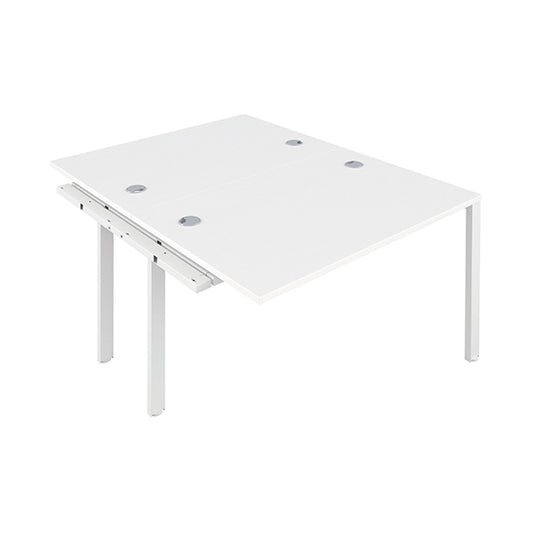Jemini 2 Person Extension Bench Desk 1600x1600x730mm White/White KF809357