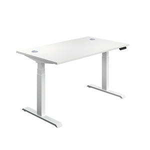 Jemini Sit/Stand Desk with Cable Ports 1200x800x630-1290mm White/White KF809791