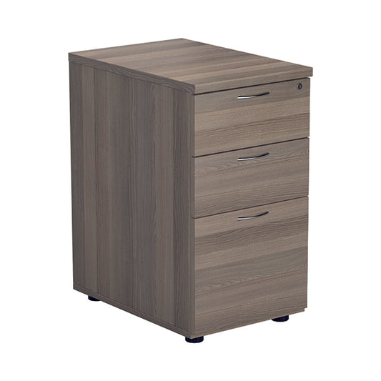 Jemini Essentials 3 Drawer Desk High Pedestal 404x600x730mm Grey Oak KF81089