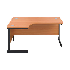 Jemini Radial Left Hand Single Upright Cantilever Desk 1600x1200x730mm Beech/Black KF819615
