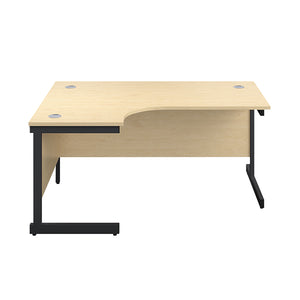 Jemini Radial Left Hand Single Upright Cantilever Desk 1600x1200x730mm Maple/Black KF819654