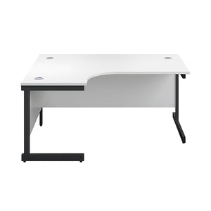 Jemini Radial Left Hand Single Upright Cantilever Desk 1600x1200x730mm White/Black KF819677