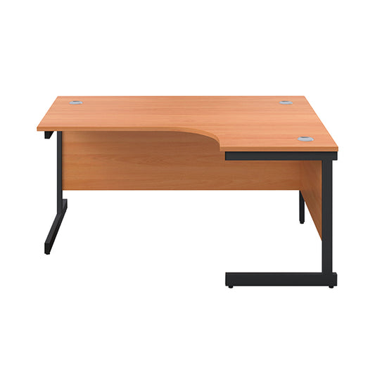 Jemini Radial Right Hand Single Upright Cantilever Desk 1600x1200x730mm Beech/Black KF819684