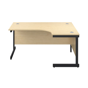 Jemini Radial Right Hand Single Upright Cantilever Desk 1600x1200x730mm Maple/Black KF819721