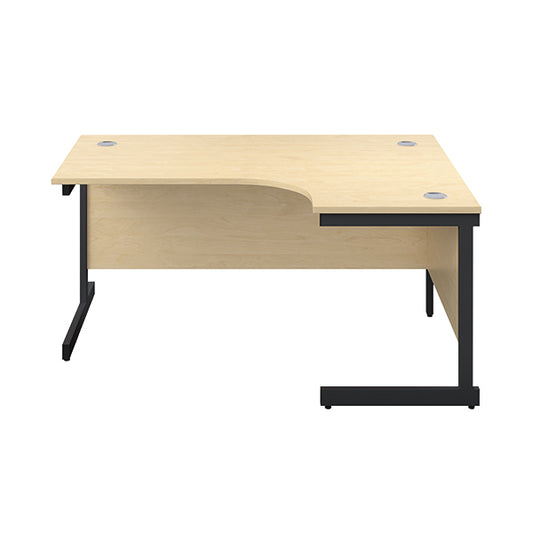 Jemini Radial Right Hand Single Upright Cantilever Desk 1600x1200x730mm Maple/Black KF819721