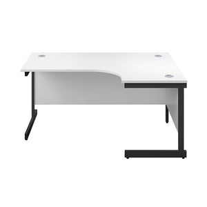 Jemini Radial Right Hand Single Upright Cantilever Desk 1600x1200x730mm White/Black KF819745