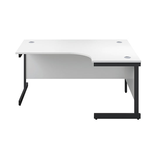 Jemini Radial Right Hand Single Upright Cantilever Desk 1600x1200x730mm White/Black KF819745