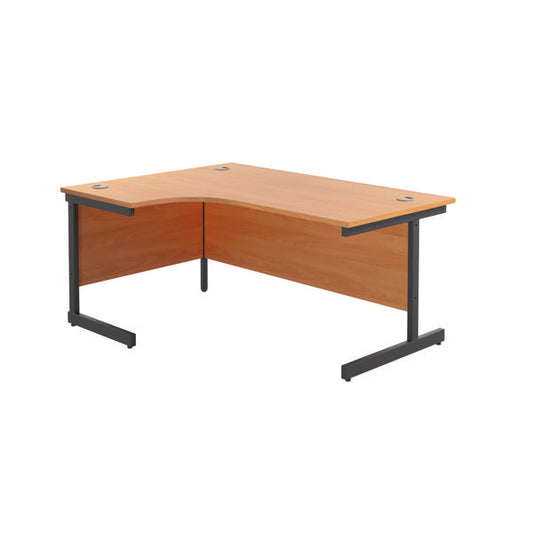 Jemini Radial Left Hand Single Upright Cantilever Desk 1800x1200x730mm Beech/Black KF819752