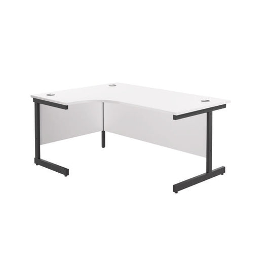 Jemini Radial Left Hand Single Upright Cantilever Desk 1800x1200x730mm White/Black KF819813