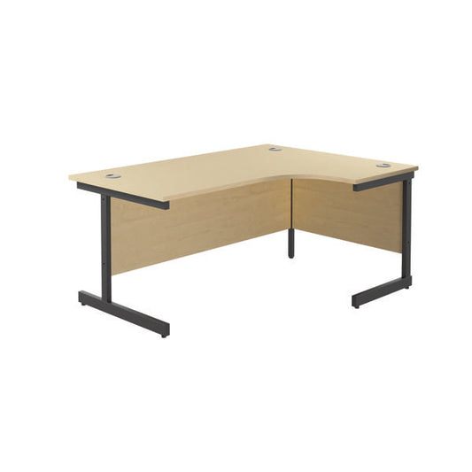 Jemini Radial Right Hand Single Upright Cantilever Desk 1800x1200x730mm Maple/Black KF819868