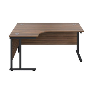 Jemini Radial Left Hand Double Upright Cantilever Desk 1600x1200x730mm Dark Walnut/Black KF820383