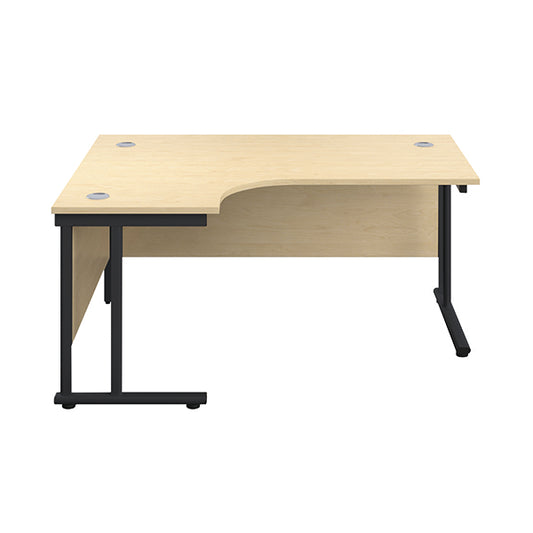 Jemini Radial Left Hand Double Upright Cantilever Desk 1600x1200x730mm Maple/Black KF820406
