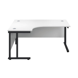 Jemini Radial Left Hand Double Upright Cantilever Desk 1600x1200x730mm White/Black KF820420