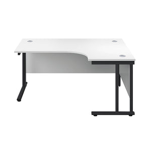 Jemini Radial Right Hand Double Upright Cantilever Desk 1600x1200x730mm White/Black KF820482