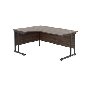 Jemini Radial Left Hand Double Upright Cantilever Desk 1800x1200x730mm Dark Walnut/Black KF820505