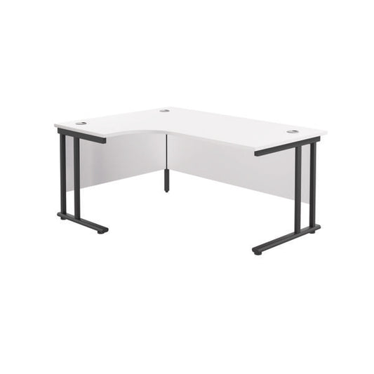 Jemini Radial Left Hand Double Upright Cantilever Desk 1800x1200x730mm White/Black KF820543